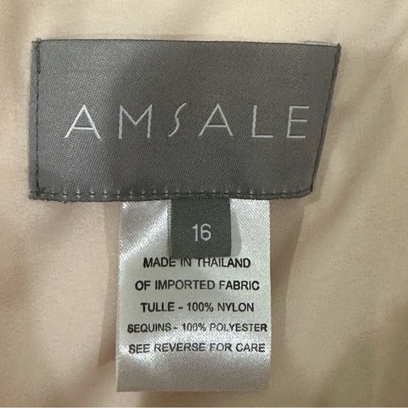 AMSALE Gold Sequin Gown Dress Bridesmaid Evening Wedding Prom - Picture 5 of 6